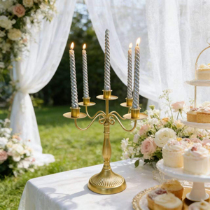 Candelabro de Hierro Vintage con Brazos Curvos Mate, Base Acanalada, para 3/5 Velas Cónicas, Ideal para Mesa de Comedor, Decoración del Hogar y Fiestas - Product Image 2