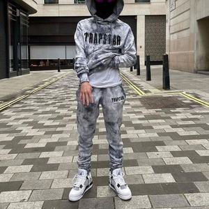 Ensemble deux pièces sweat à capuche délavé à l'acide avec logo personnalisé OEM, ourlet brut coupé, style vintage, poids lourd, pour homme - Product Image 2