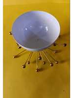 Pot de fleurs rond en céramique de luxe moderne avec support en métal plaqué or, écologique, fait main, durable, pour plantes d'intérieur (hauteur 10 pouces)
