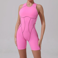 Combinaison de sport une pièce sans manches pour femme, motif uni, collection été 2026 – Idéale pour le yoga et le fitness