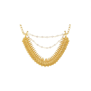 Gold Side Mattal Design Pearl Necklace - Product Image 1