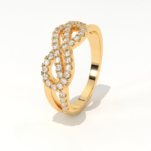 Anillo de nudo infinito de doble fila con diamantes cultivados en laboratorio certificados por IGI, corte brillante, chapado en oro de 14K, estilo vintage para mujer, de Aarinya - Product Image 4