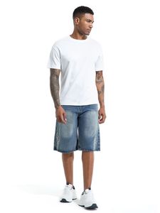 Pantalones Cortos de Mezclilla Holgados de Estilo Vintage de Alta Calidad para Hombre con Pedrería y Efecto Desgastado, Ideales para el Verano y el Estilo Urbano - Product Image 3
