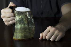 Handcrafted Buffalo Horn Beer <b>Mug</b> Solid Color Vintage Design For Adults Party Use - Product Image 1