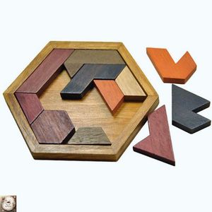 Rompecabezas Educativo de Madera Hexagonal Tangram |   Juguete de Entrenamiento Cerebral para Niños |   Precio de Fábrica al por Mayor - Product Image 1