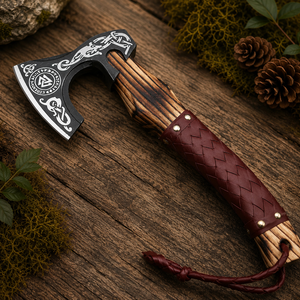 Hacha Vikinga Hecha a Mano – Hacha Barbuda de Acero Forjado de 22 Pulgadas, Mango de Madera de Fresno (Regalo Nórdico) - Product Image 1