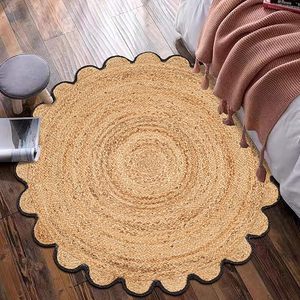 Eco-friendly Round braided Jute Rug Made from Natural Jute Round <b>Mats</b> Scalloped Fibers for Modern Home Designs - Product Image 4