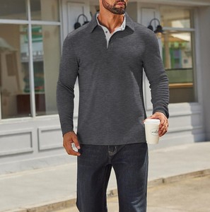 Camiseta Deportiva de Manga Larga para Hombre, Tejido Transpirable de Spandex/Algodón, Ajuste Atlético Cómodo, Ropa de Entrenamiento de Golf - Product Image 2