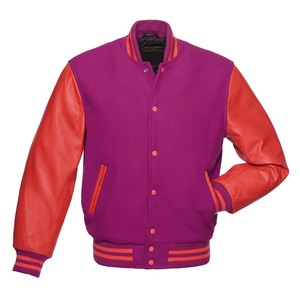 Custom Made High Street Style Varsity Letterman <b>Jacket</b> White <b>Leather</b> Sleeve with Stand Collar Black Wool Body Varsity Design - Product Image 3