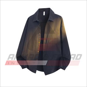 Chemise boutonnée à manches longues pour homme, bleu foncé, couleur unie, tricotée, décontractée, respirante, 100% soie - Product Image 1