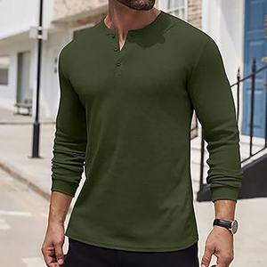 T-shirt pour homme, col en V avec boutons, t-shirt basique pour homme, pour l'extérieur, facile à porter, logo personnalisé, vêtements en coton 100% - Product Image 2