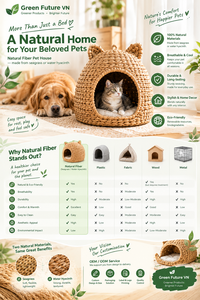 Casa para Mascotas Hecha a Mano en Vietnam con Fibra Natural, Sin Plástico, de Jacinto de Agua y Pasto Marino, Cueva para Dormir - Product Image 6