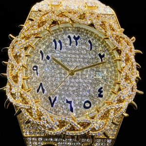 Reloj de Lujo para Hombre con Incrustaciones de Diamantes, Reloj de Pulsera de Cuarzo con Corte Baguette, Resistente al Agua, Estilo Hip Hop - Product Image 3