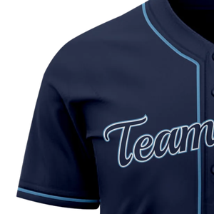 Maillot de baseball bleu marine à manches courtes, boutonné, uniforme d'équipe sportive, respirant, en polyester, chemise de sport - Product Image 4