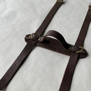 Leather Blanket Mat Strap Durable <b>Adjustable</b> Genuine Lightweight Strap with Brass Buckle Carrier for Outdoor Adventures - Product Image 1