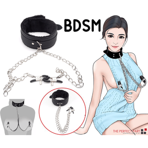 BDSM coppie giocattoli sessuali con collare in pelle PU e pinze per capezzolo Bondage Play categoria di prodotto morsetti - Product Image 2