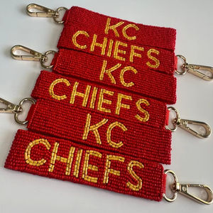 Llavero de 3 hilos con colgante de abalorios hechos a mano y de diseño irregular (tamaño pequeño) - Product Image 1