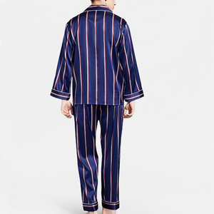 Custom Luxury Satin Silk Men Pajamas Sets Pure Silk Pajamas Suit Home <b>Clothes</b> Men's Silk Long-sleeve Tops Trousers Sleepwear - Product Image 3