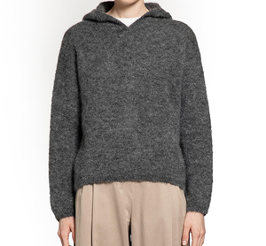 Sweat à capuche personnalisé en mohair tricoté 2026, épaules tombantes, tricot jacquard, pulls d'hiver en laine duveteuse unisexe – Fabrication AT IMPEX - Product Image 1