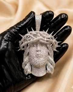 Pendentif Visage de Christ en Argent 925 avec Micro-Incrustation de Moissanite, Breloque Religieuse, Bijou Unisexe, Pendentifs Thématiques - Product Image 5