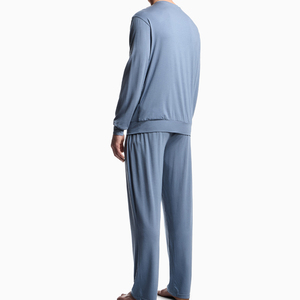 <b>Mens</b> Satin Pajama Set Smooth Lightweight Sleepwear Long Sleeve Button Shirt Matching <b>Pants</b> Relaxed Fit Home Wear Night Suit - Product Image 5