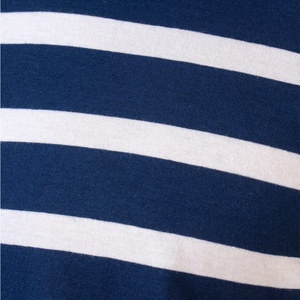 T-shirt décontracté en coton tricoté à manches courtes, col rond, coupe classique, rayures bleu marine et blanches pour homme - Product Image 5