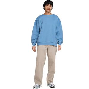 Sudadera de Forro Polar de Algodón 100% Azul, Estilo Jersey, Cuello Redondo, Holgada, con Hombros Caídos, Diseño Sólido, Personalizada para Hombre - Product Image 3