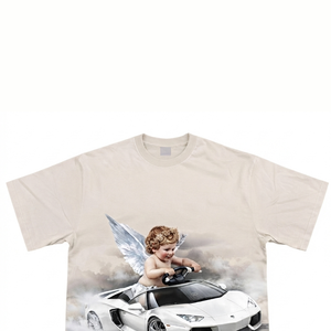 Camiseta deportiva blanca personalizada con estampado de coche, cuello redondo, 100% algodón jersey, estilo moderno, manga corta, para uso unisex. - Product Image 3