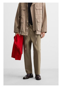 Pantalon polaire pour homme, taille mi-haute, épaisseur moyenne, avec poches décoratives vintage, méthode de tricotage. - Product Image 3