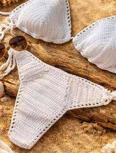 Ensemble de bikini au crochet fait main - Maillot de bain en coton blanc - Vêtements de plage - Product Image 3