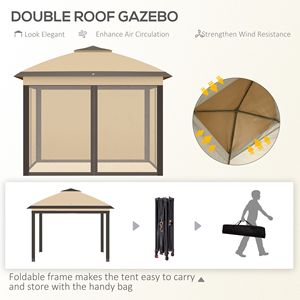 Borsa per il trasporto regolabile in altezza per Gazebo Pergola 11x11 Pop-up a doppio tetto con pareti laterali in rete con cerniera - Product Image 4
