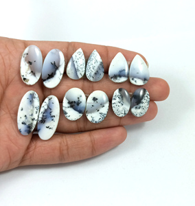 Natural Dendrite Opal Pair Loose Gemstone Cabochons Faceted Stones Wholesale Supplier Crystals Minerals Bulk Export - Product Image 4