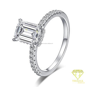 <b>Emerald</b> Cut Moissanite Diamond <b>Ring</b> 925 Sterling <b>Silver</b> Classic Solitaire Engagement Wedding Jewelry For Women - Product Image 4