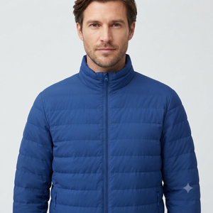 GENERSA SPORTS Men's Winter Bomber Quilted <b>Jacket</b> Plus Size Hooded Stand Collar Front Logo Waterproof Windproof Eco-Friendly - Product Image 2