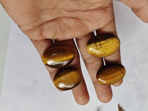 Pierres cabochons œil de tigre naturelles, perles ovales polies pour la fabrication de bijoux, fournitures pour pendentifs artisanaux - Product Image 1