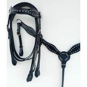 Juego de tachuelas de caballo para desfile ecuestre de lujo y coraza occidental marrón de calidad de lujo para montar - Product Image 3