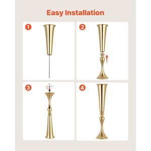 Set di 12 Vasi Alti Eleganti per Fiori da Matrimonio, Facile Installazione, Finitura Elettroplaccata, Centrotavola per Banchetti, Vasi a Tromba - Product Image 6