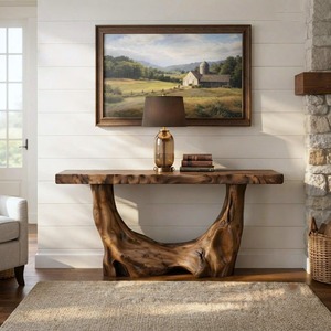 Fourniture Table Console en bois rustique artisanale Table d'entrée de ferme Table d'entrée en bois récupéré Table d'entrée Unique à la main décor à la maison - Product Image 1
