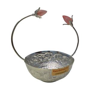 Bol en métal plaqué argent de luxe de haute qualité bol de service décoratif en laiton Lotus - Product Image 2