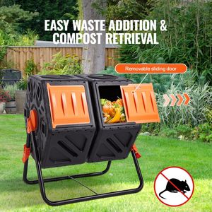 37-Gal bicchierino di compostaggio a camera doppia BPA-Free telaio in acciaio compostiera Bin 2 porte scorrevoli per aeratori Compost ad alto Volume per - Product Image 3