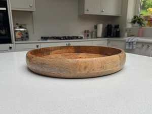 Bol de service rond en bois, plateau de service en bois naturel, bol décoratif pour dîner, vaisselle de cuisine - Product Image 5