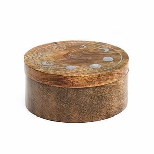 Caja de Madera Hecha a Mano para Chapati con Organizador de Especias, Utensilio de Cocina Tradicional, Contenedor para Roti con Tarro para Especias - Product Image 1