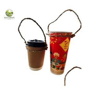 Tasses et soucoupes réutilisables en jonc de mer tressé naturel, design bohème, écologiques, pour cadeaux d'affaires - Vente en gros - Product Image 6