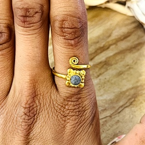 New Arrival <b>Lapis</b> <b>Rings</b> Boho Brass Jewelry Women 18k Gold Plated Dainty Swirl Wave Geometric Tribal Design Wholesale/OEM/ODM - Product Image 4