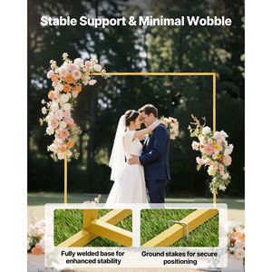 Stable 6.6 X 6.6 ft Square Gold Metal Arch <b>Backdrop</b> <b>Stand</b> for <b>Wedding</b> & Birthday Easy Assembly & Quick Setup - Product Image 4
