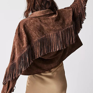 Chaqueta de cuero para mujer de diseño personalizado de primera calidad, estilo western con flecos, talla adulta para damas. - Product Image 2