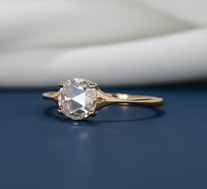 Anillo de Compromiso con Diamante Cultivado en Laboratorio de 1 Quilate, Corte Rosa, Chapado en Rodio sobre Oro Amarillo de 14K, VVS2, Certificado IGI, Regalo de Aniversario o Fiesta - Product Image 3