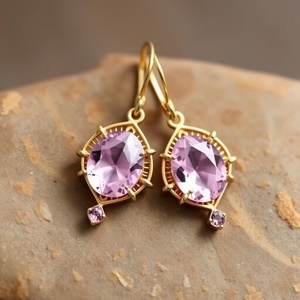 Pendientes de piedras preciosas rosas vintage de Plata de Ley 925 estilo fiesta de boda para mujeres y niñas - Product Image 2