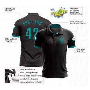 เสื้อโปโลกอล์ฟสีดำแบบกำหนดเอง รุ่น Aqua Performance ระบายอากาศได้ดี ซับเหงื่อได้เยี่ยม พร้อมบริการพิมพ์โลโก้ส่วนตัว - Product Image 4