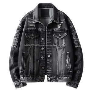 แจ็กเก็ตยีนส์วินเทจของผู้หญิงผ้าเดนิมจากเตาอบย้อมเส้นด้ายระบายอากาศสไตล์ลำลองและทันสมัยล่าสุด - Product Image 5